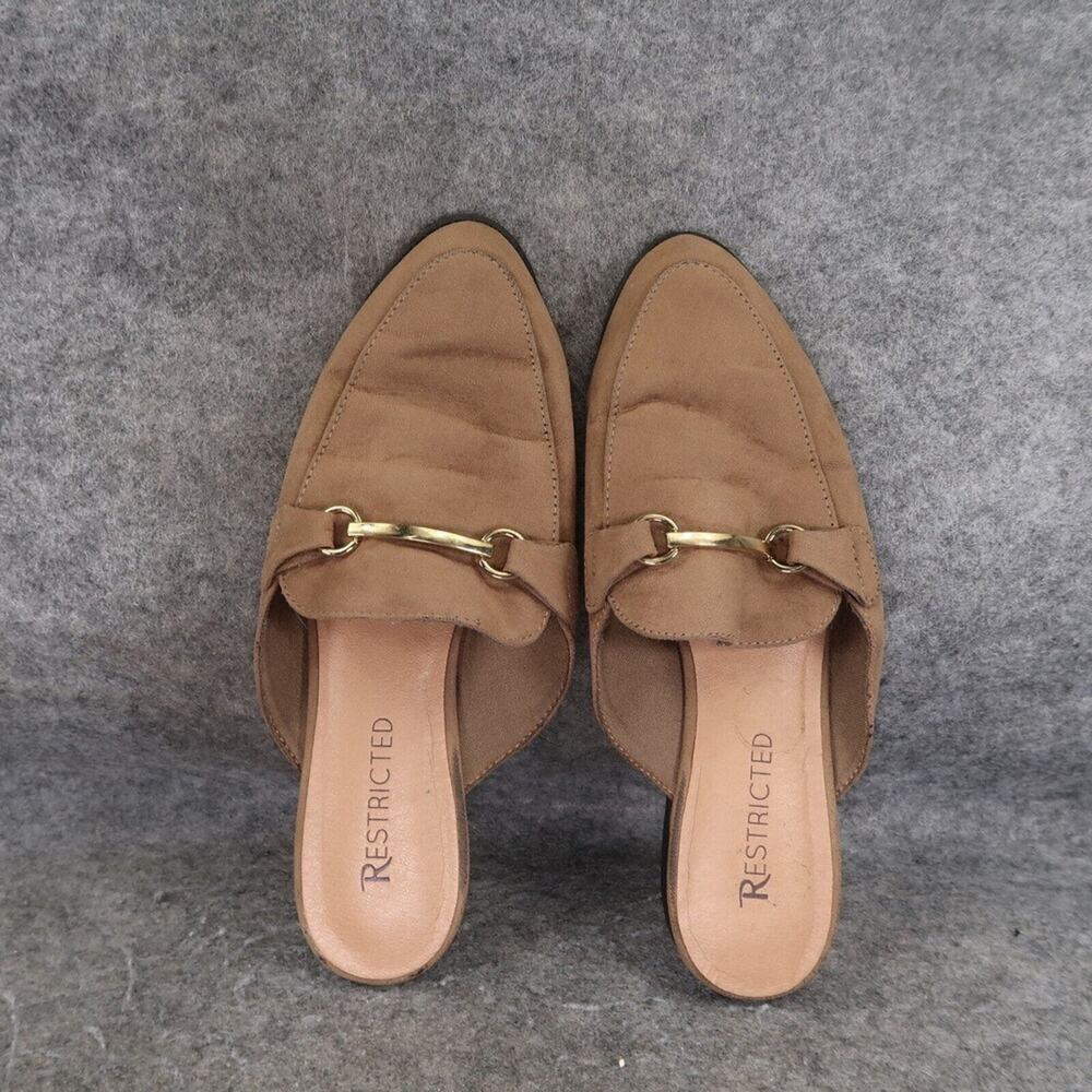 Restricted Shoes Womens 8 Mule Flats Slip On Classic Brown Casual Lifestyle - Picture 6 of 13